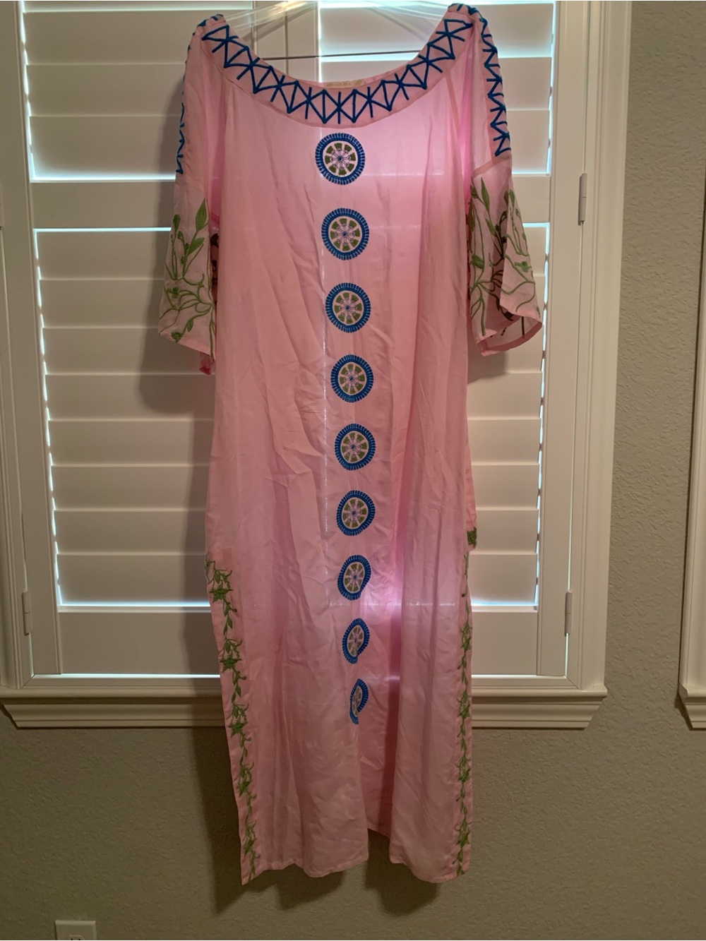 Neemrana Pink Embroidered Women's Kaftan Dress